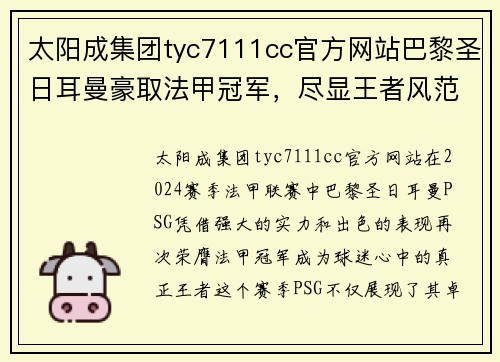 太阳成集团tyc7111cc官方网站巴黎圣日耳曼豪取法甲冠军，尽显王者风范 - 副本
